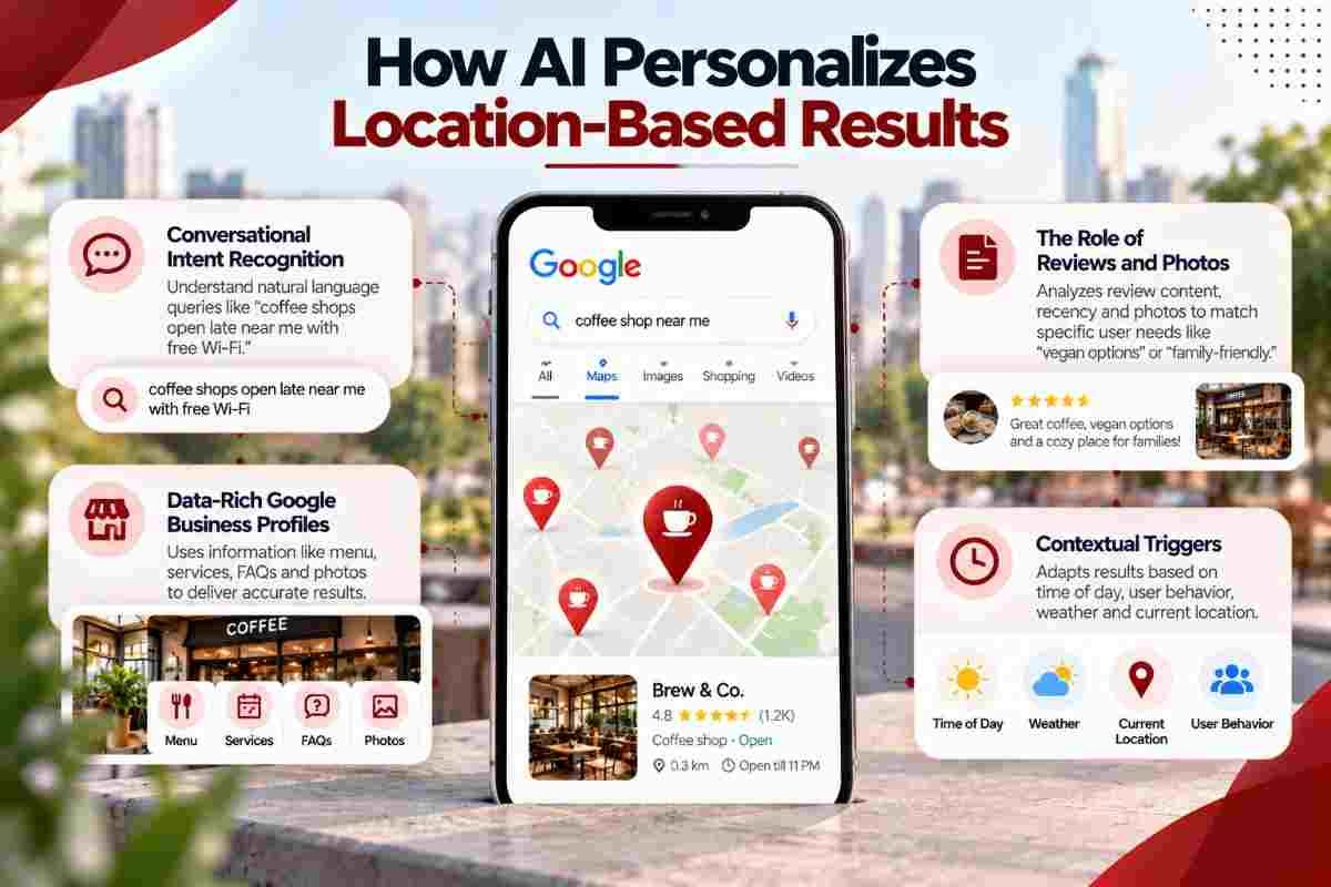 AI Personalized Local Search Infographic - How machine learning factors affect local search results