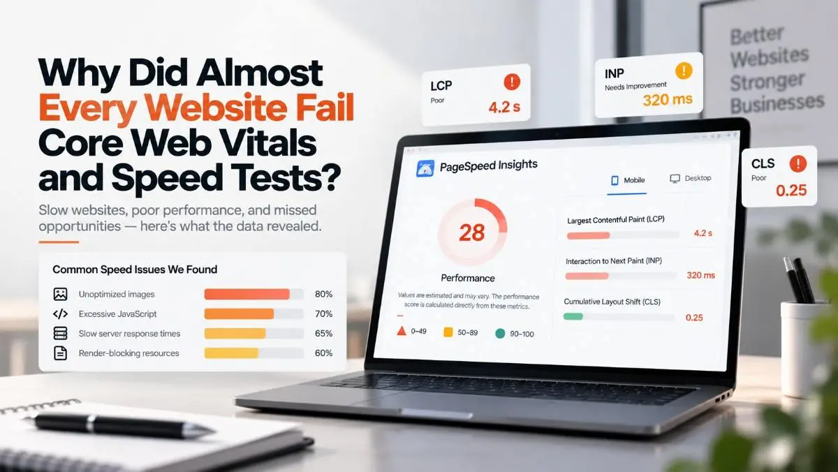 Core Web Vitals performance breakdown for Bhubaneswar websites
