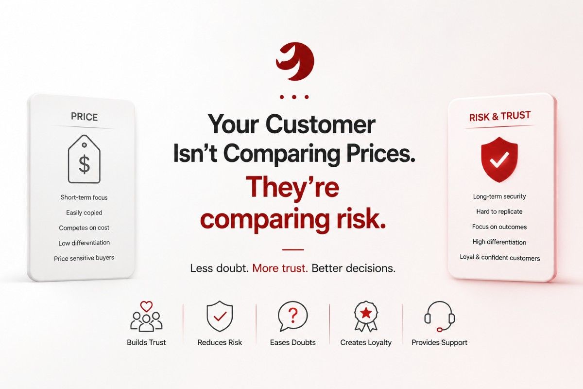 Customer weighing risk versus price in a purchase decision