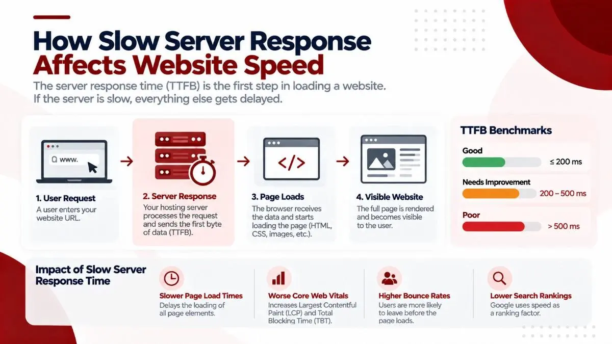 How slow server response time (TTFB) affected overall website speed across the Bhubaneswar sample