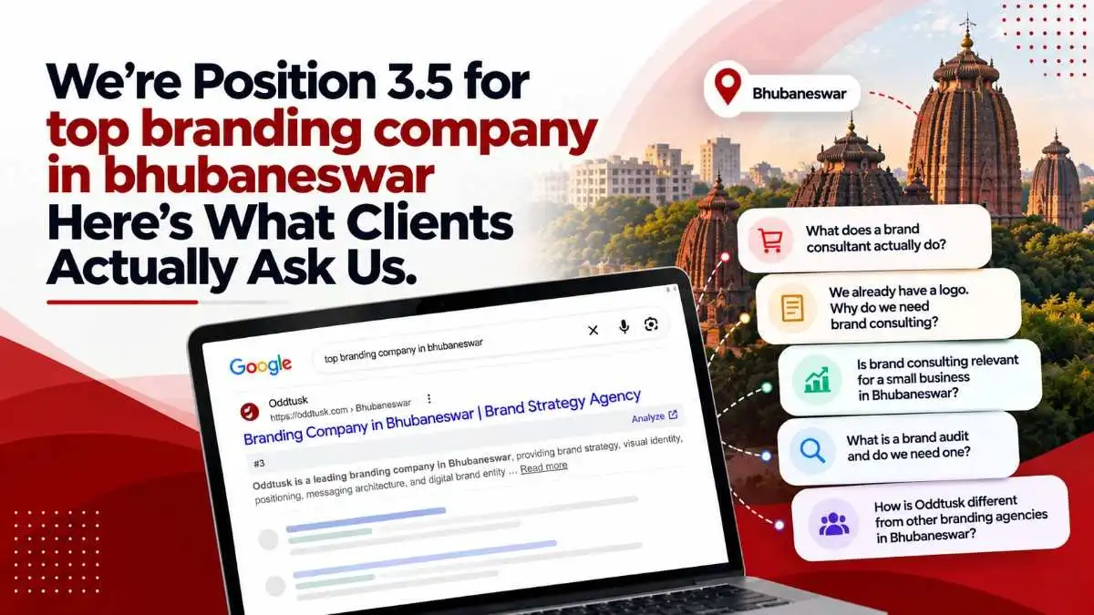 We're position 3.5 for top branding company in Bhubaneswar, here's what clients ask us, Oddtusk