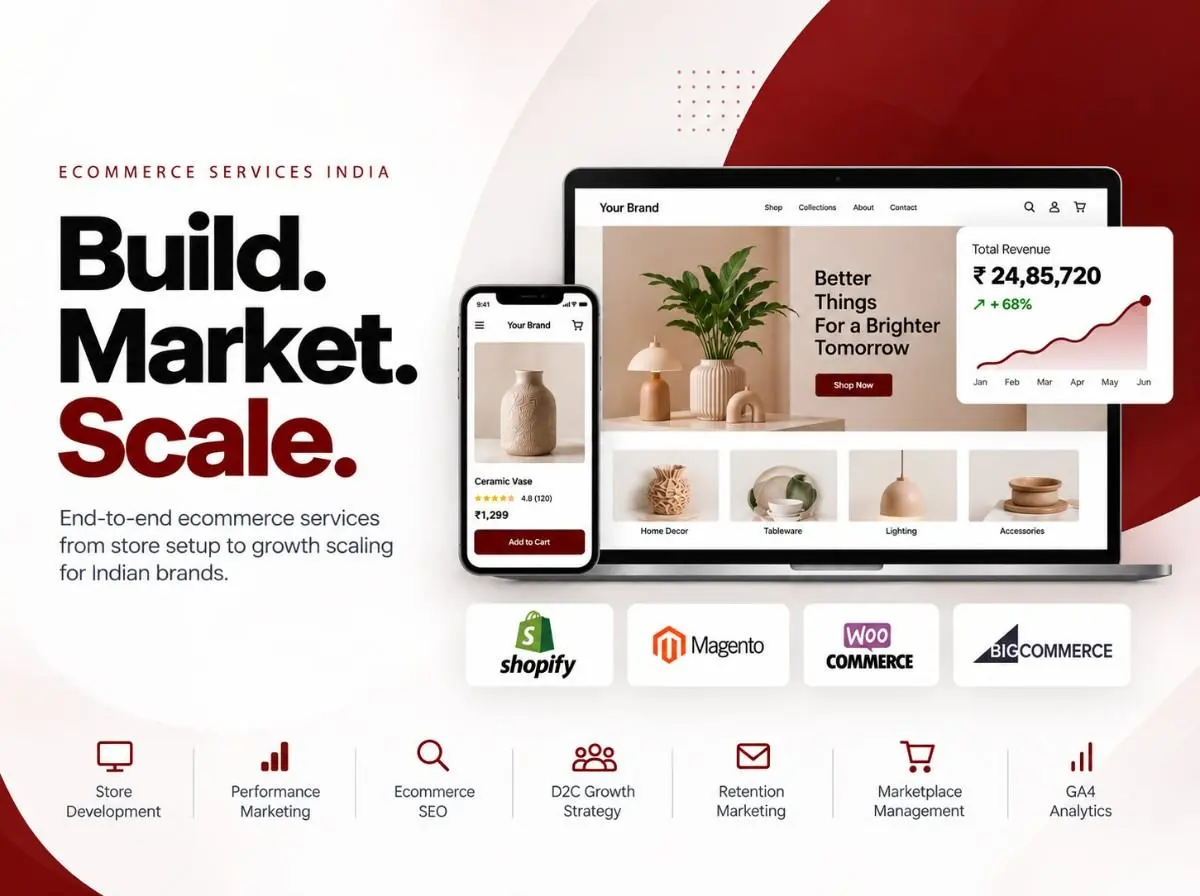 Oddtusk ecommerce services India dashboard showing Shopify development, D2C growth performance